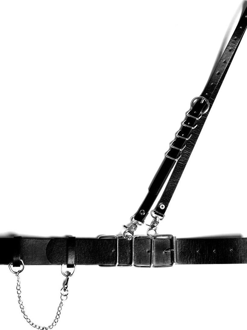 YUBABY Metal Square Buckle Military Detachable Chain Crossbody Two Piece Women's Belts