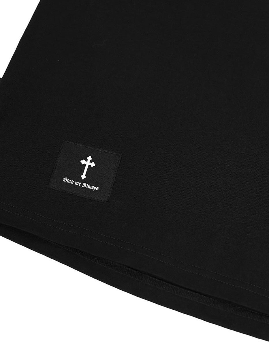 YUBABY Multicolor Rhinestone Cross Gothic Women's Cotton Blend Short Sleeve T-shirts