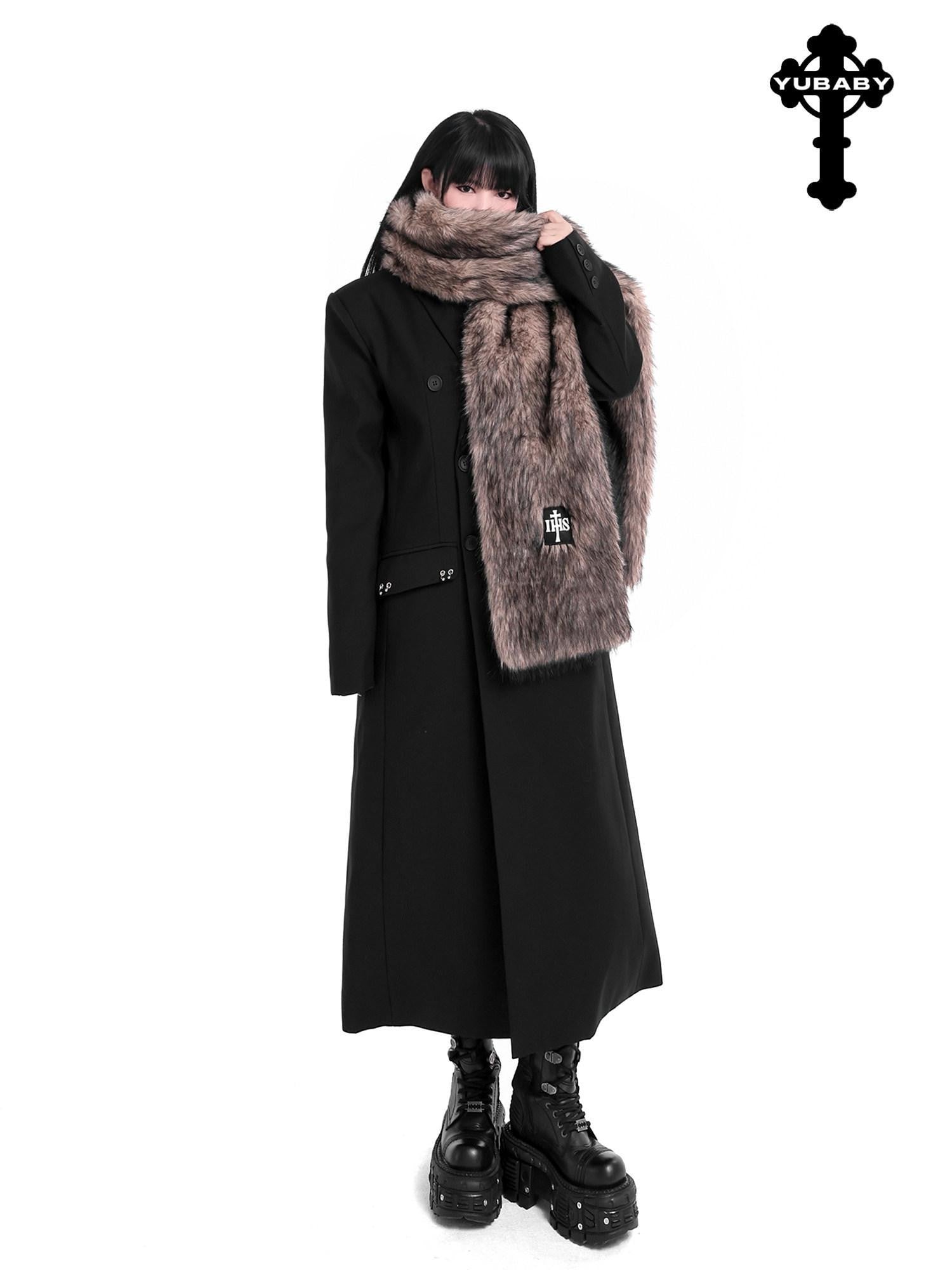 YUBABY Oversized Brushed Ombre Tip Dyed Women's Faux Fur Scarves & Shawls