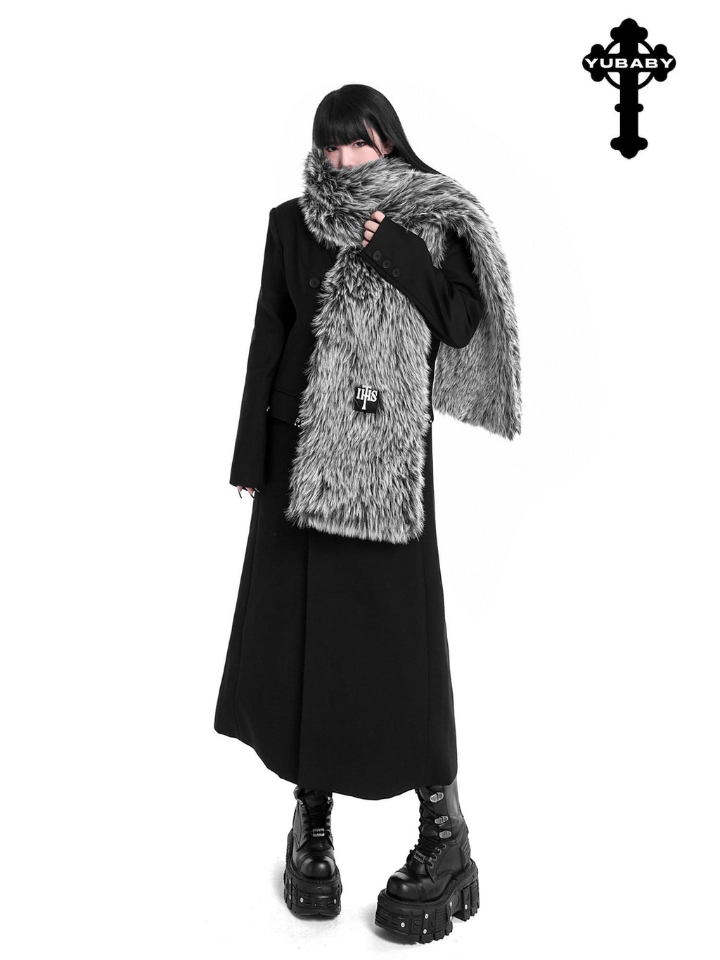 YUBABY Oversized Brushed Ombre Tip Dyed Women's Faux Fur Scarves & Shawls