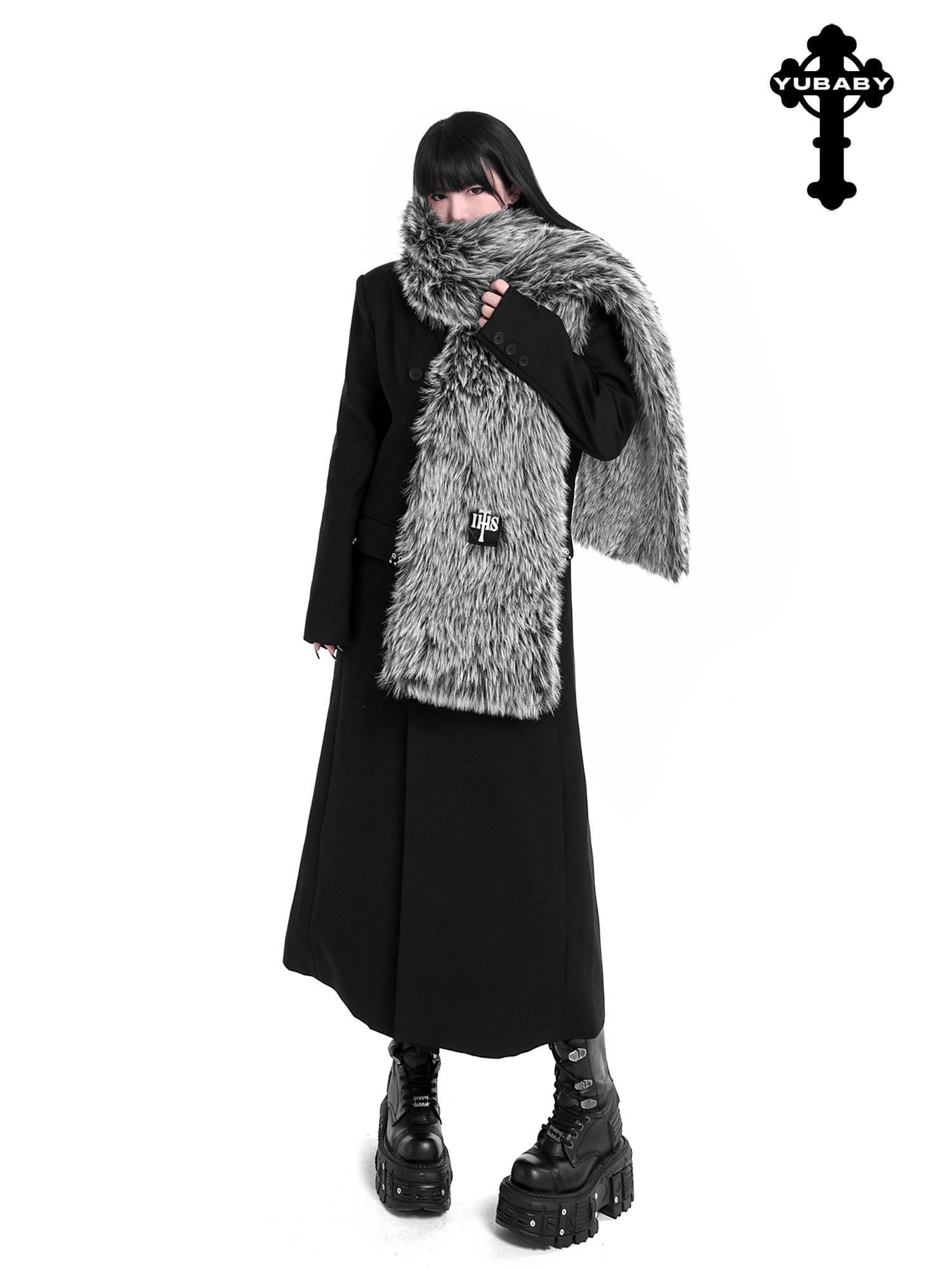 YUBABY Oversized Brushed Ombre Tip Dyed Women's Faux Fur Scarves & Shawls
