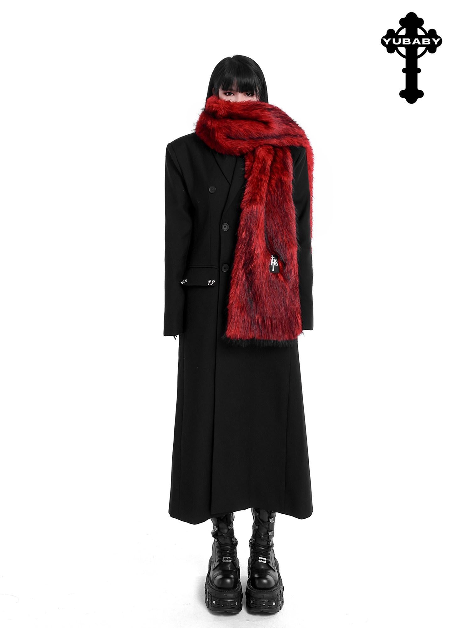 YUBABY Oversized Brushed Ombre Tip Dyed Women's Faux Fur Scarves & Shawls