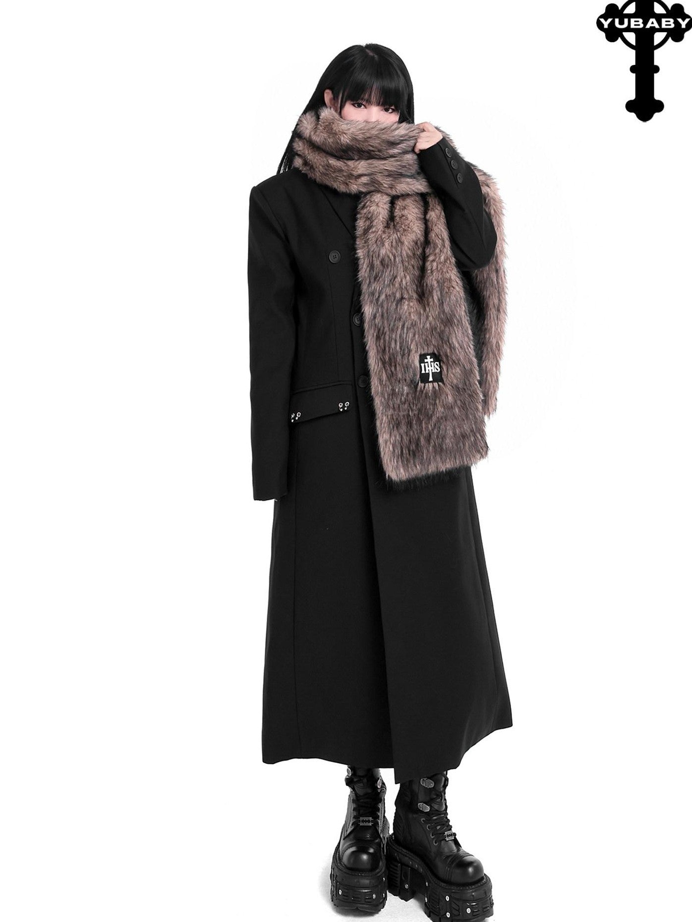 YUBABY Oversized Brushed Ombre Tip Dyed Women's Faux Fur Scarves & Shawls