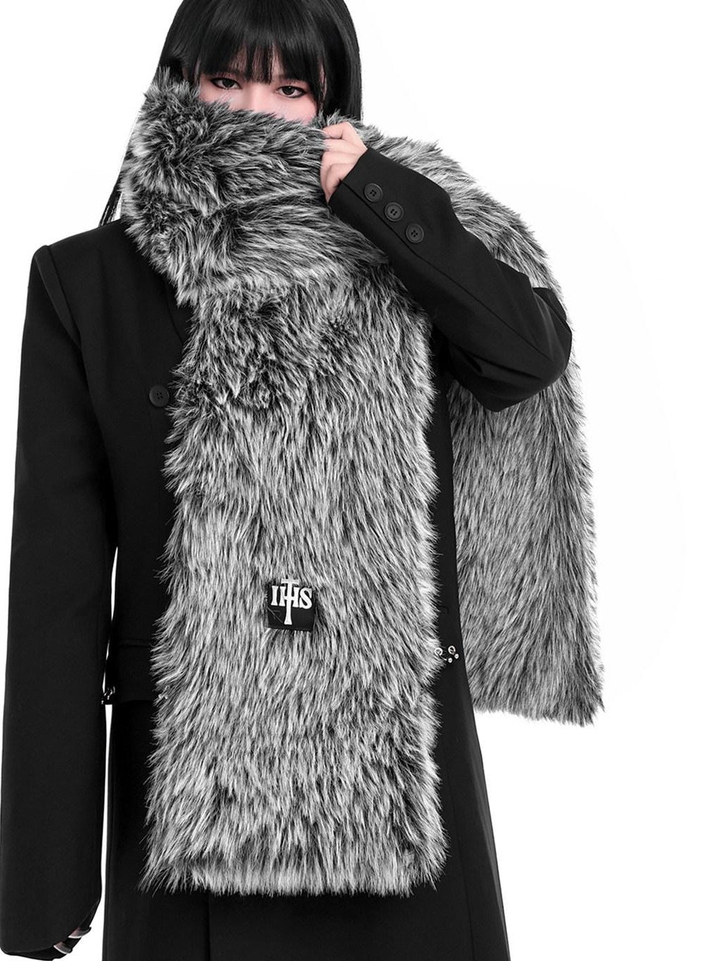 YUBABY Oversized Brushed Ombre Tip Dyed Women's Faux Fur Scarves & Shawls