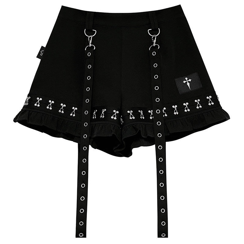 YUBABY_Plaid_Metal_Lace_Punk_Puff_Wide_Leg_Detachable_Straps_Women's_Short_Trousers_1035036385477_MISSTT