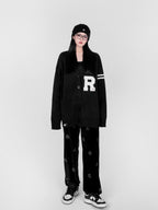 YUBABY Preppy British V-neck Single Button Women's Rabbit Hair Cardigans
