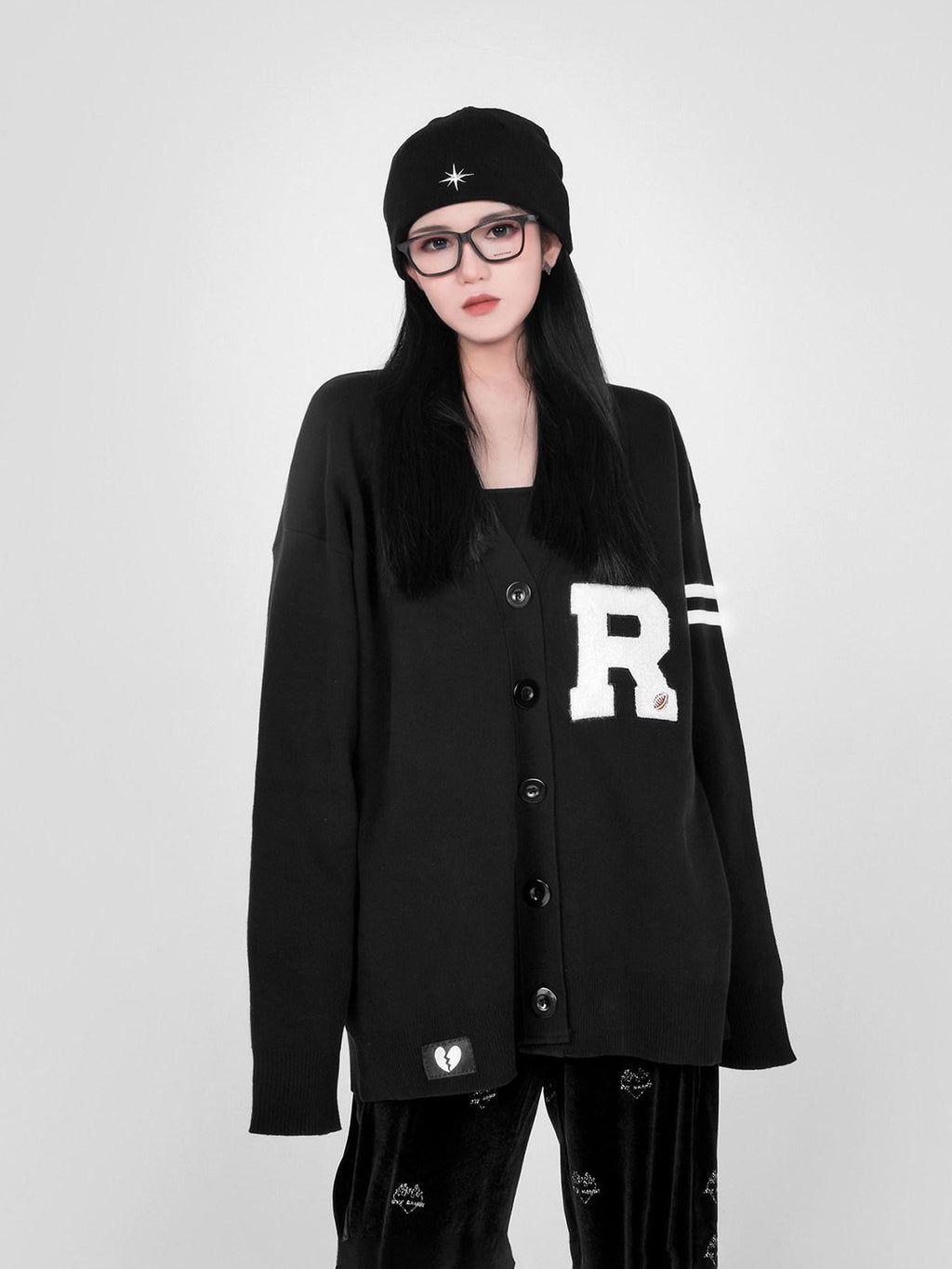 YUBABY Preppy British V-neck Single Button Women's Rabbit Hair Cardigans