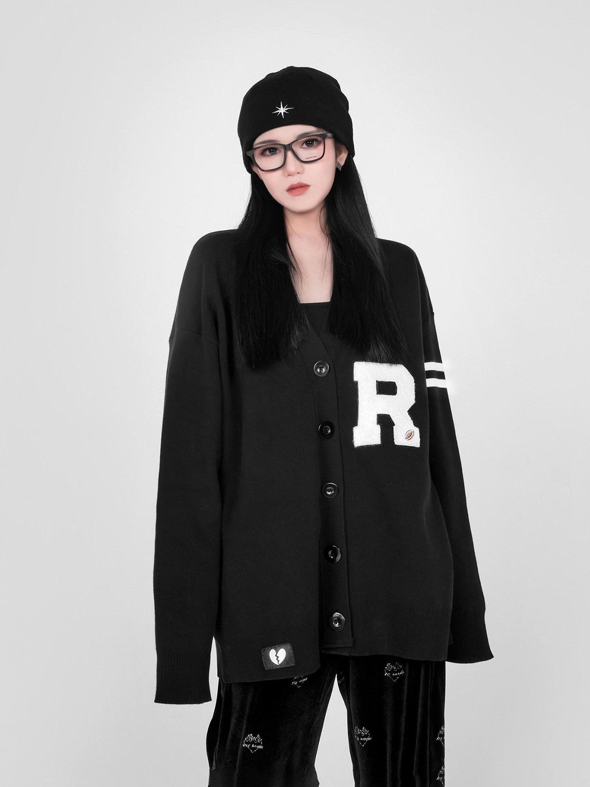 YUBABY Preppy British V-neck Single Button Women's Rabbit Hair Cardigans