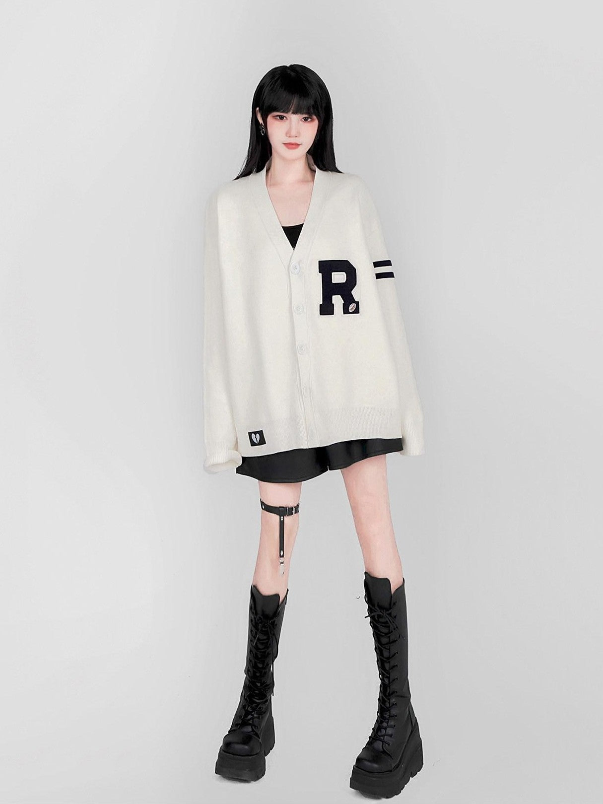 YUBABY Preppy British V-neck Single Button Women's Rabbit Hair Cardigans