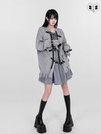 YUBABY Punk Distressed Ripped Irregular Belted Women's Cotton Blend Cardigans