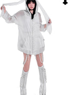 YUBABY Rabbit Ear Rock Cross Zip Hooded Lightweight Women's Polyester Blend Rash Guards