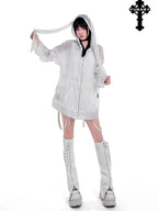 YUBABY Rabbit Ear Rock Cross Zip Hooded Lightweight Women's Polyester Blend Rash Guards