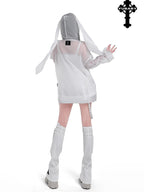YUBABY Rabbit Ear Rock Cross Zip Hooded Lightweight Women's Polyester Blend Rash Guards