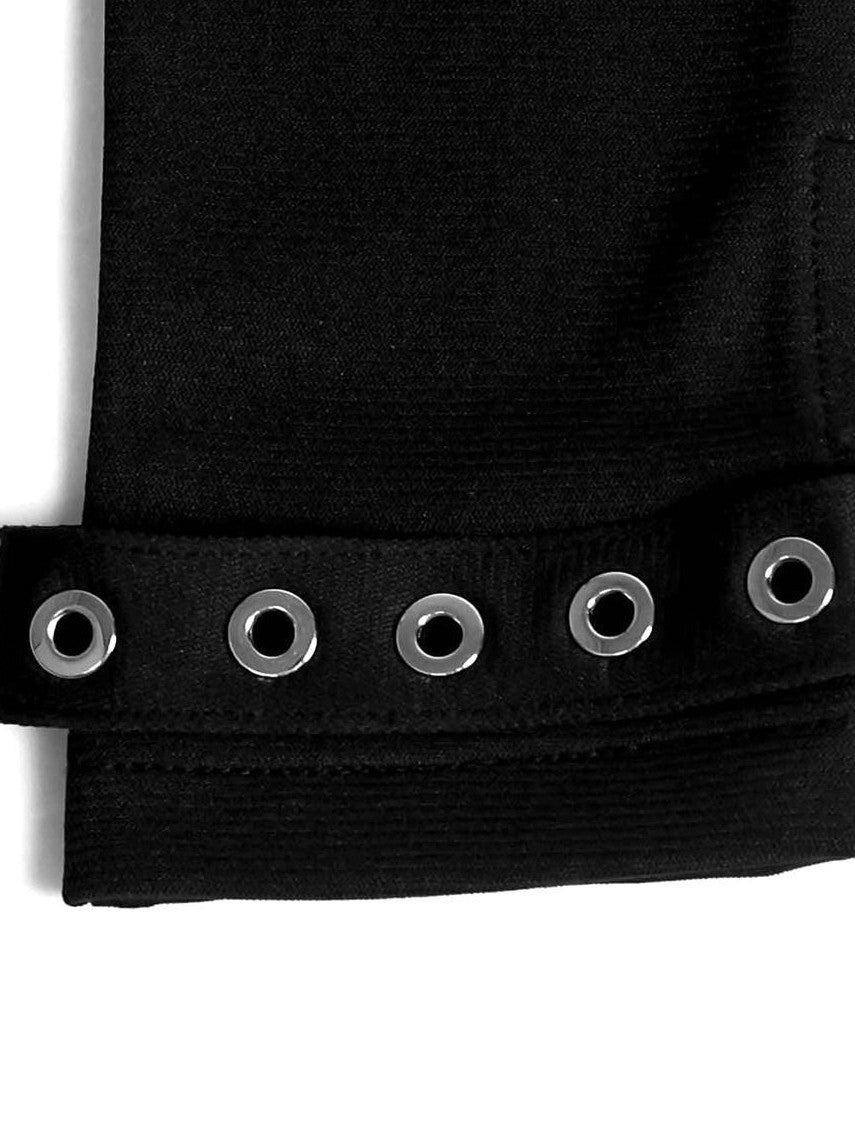 YUBABY Red Black Perforated Punk Mid Length Forearm Decorative Women's Gloves & Mittens