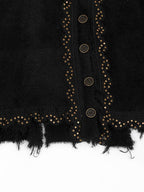 YUBABY Retro Studded Lace Trim Gothic Cross Distressed Women's Acrylic Blend Sweaters