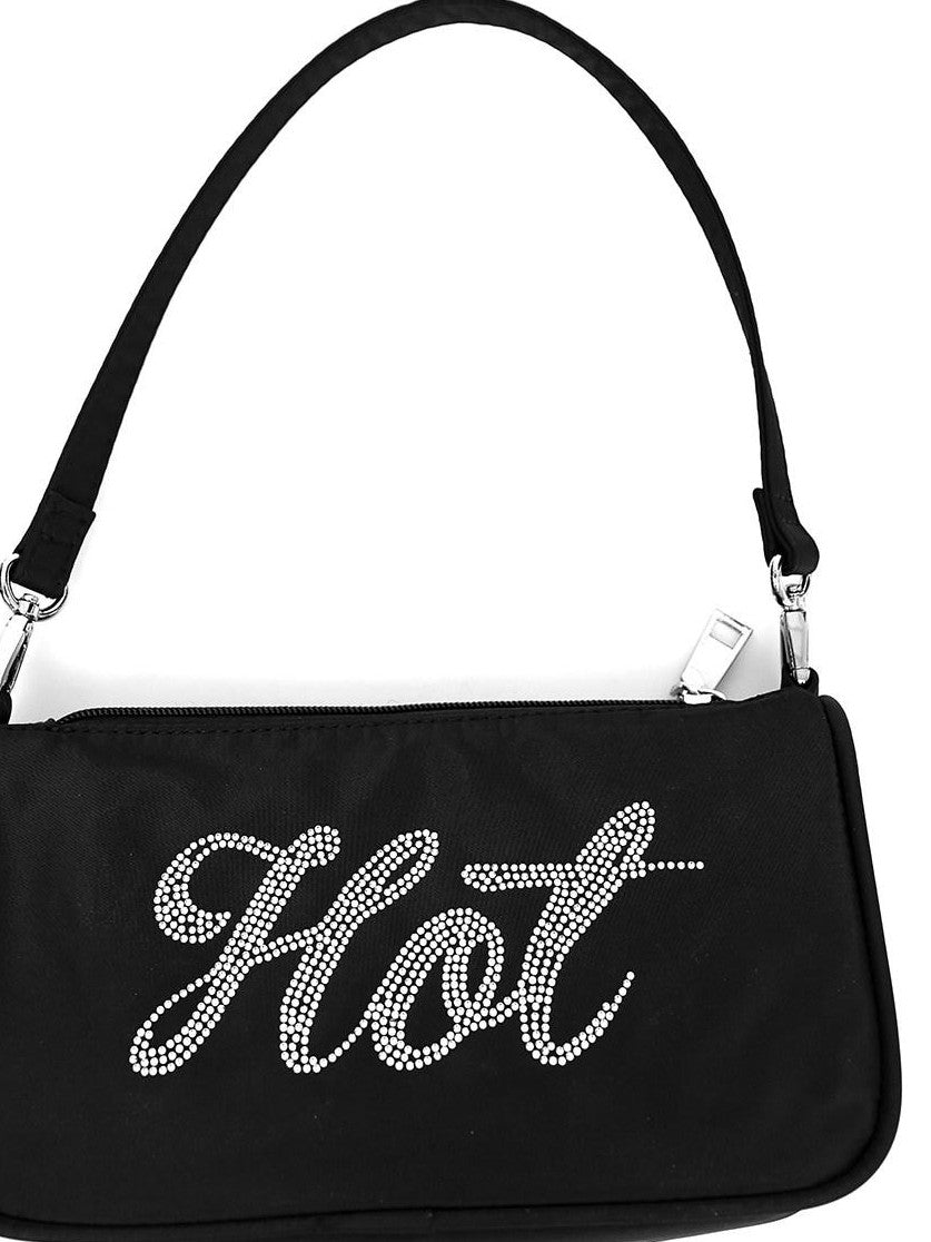 YUBABY Rhinestone Embellished Horizontal Square Women's Nylon Shoulder Bags