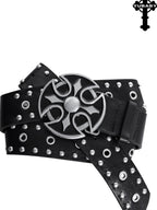 YUBABY Rivet Studded Dark Skull Cross Retro Punk Women's Metal Belts