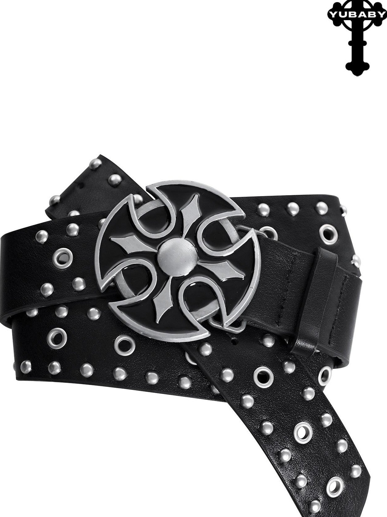 YUBABY Rivet Studded Dark Skull Cross Retro Punk Women's Metal Belts