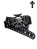 YUBABY Rivet Studded Dark Skull Cross Retro Punk Women's Metal Belts