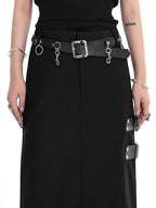 YUBABY Rock Punk Vintage Ring Hook Multi Metal Buckle Women's Pu Belts