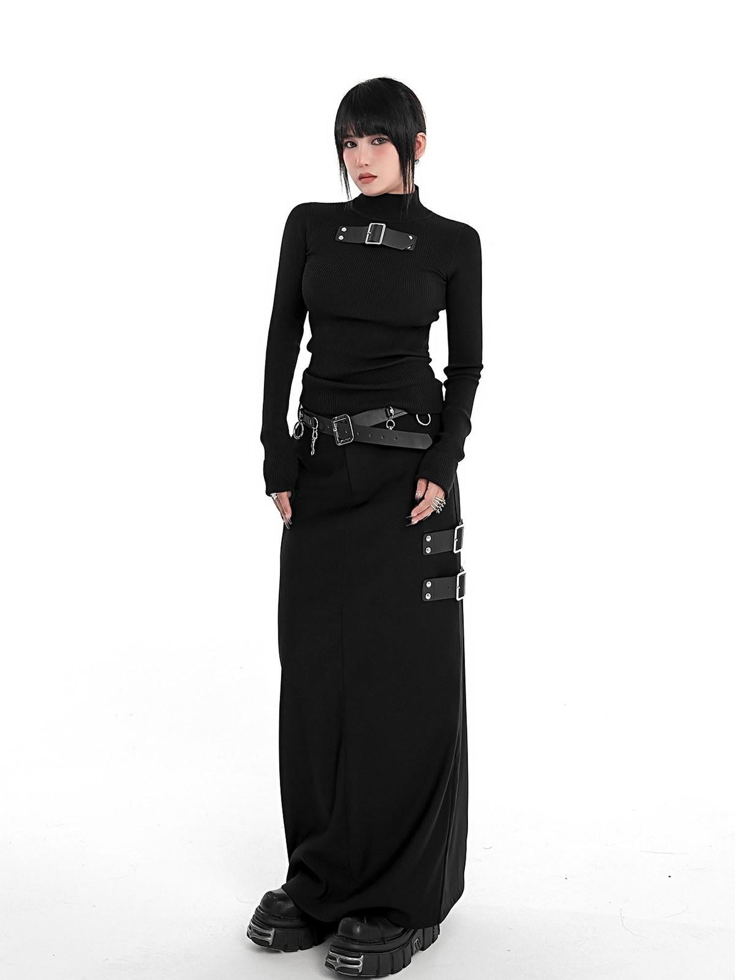 YUBABY Rock Punk Vintage Ring Hook Multi Metal Buckle Women's Pu Belts