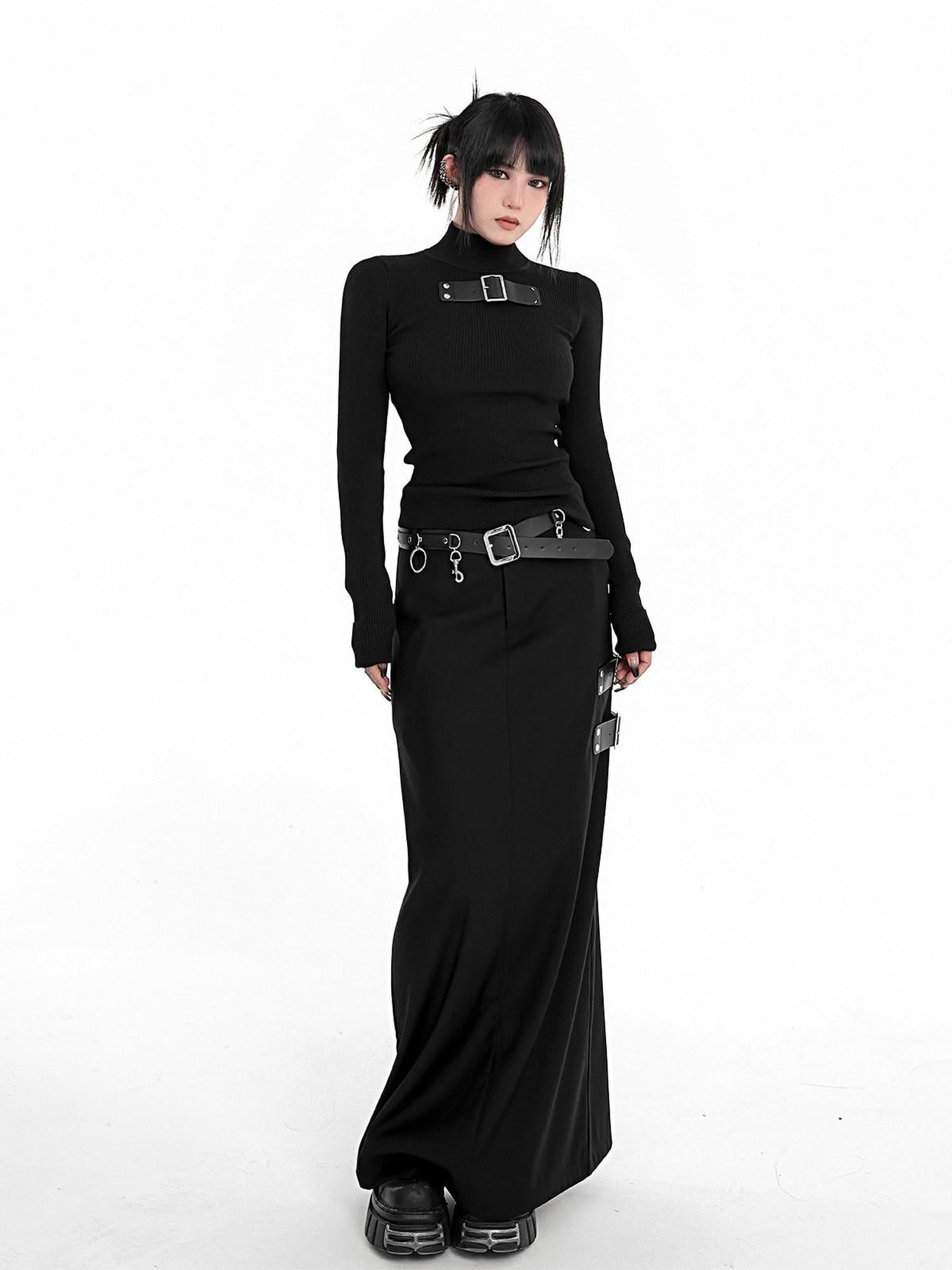 YUBABY Rock Punk Vintage Ring Hook Multi Metal Buckle Women's Pu Belts