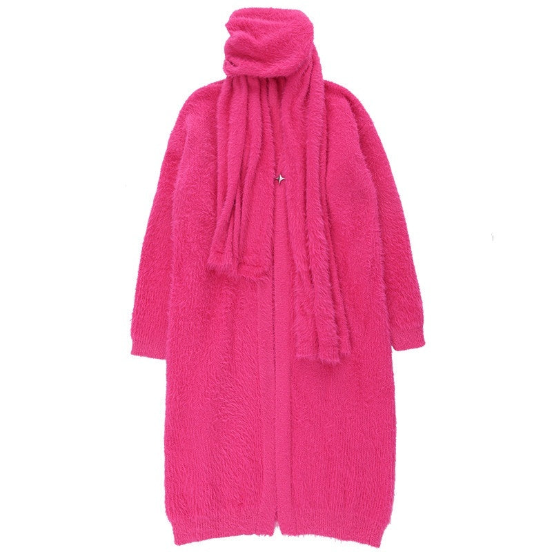 YUBABY_Rose_Red_Batwing_V-neck_Mid_Length_Single_Button_Women's_Cardigans_690323569023_MISSTT
