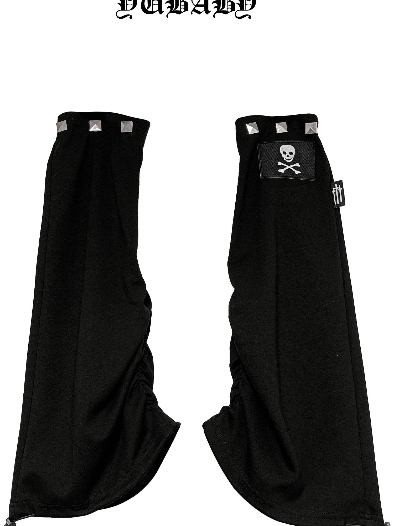 YUBABY Skull Print Studded Applique Flared Women's Cotton Blend Leg Warmers