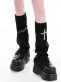 YUBABY Slouchy Knitted Asymmetrical Zigzag Cross Thorn Women's Cotton Leg Warmers