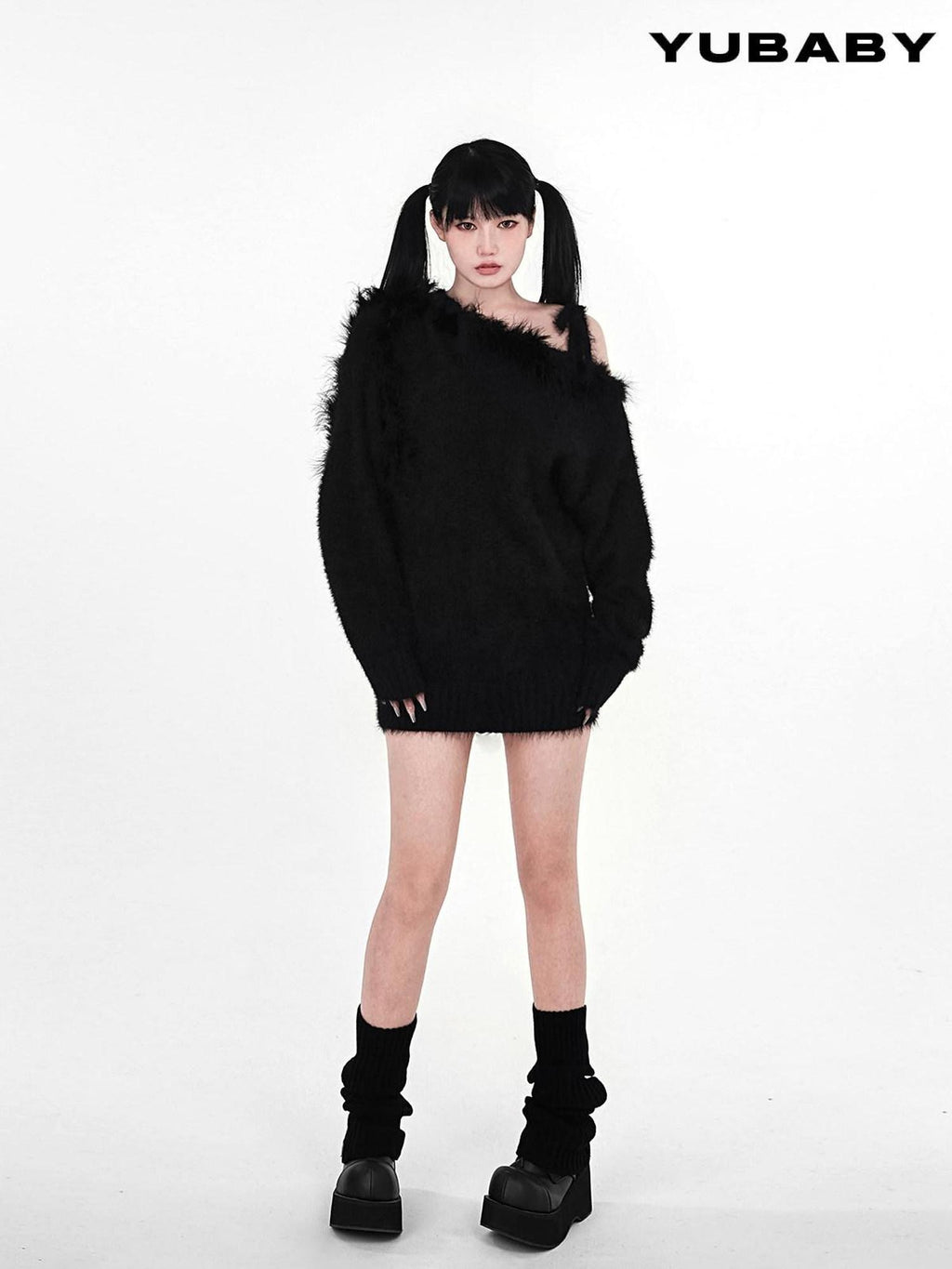 YUBABY Slouchy Solid Knitted Mid Calf Scrunched Women's Polyester Leg Warmers