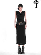 YUBABY Vintage Cross Studded Punched Antique Copper Alloy Women's Pu Belts