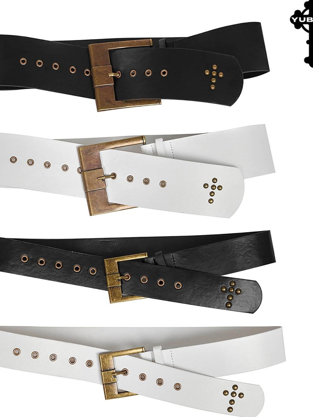 YUBABY Vintage Cross Studded Punched Antique Copper Alloy Women's Pu Belts