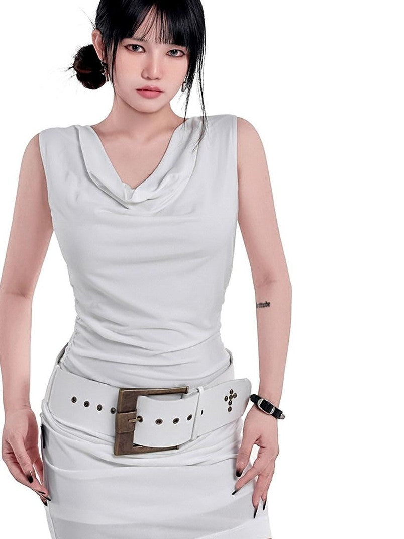 YUBABY Vintage Cross Studded Punched Antique Copper Alloy Women's Pu Belts