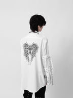 YUBABY Visual Studded Removable Tie Cross Wing Heavy Embellished Women's Overshirts