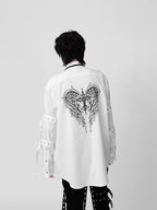 YUBABY Visual Studded Removable Tie Cross Wing Heavy Embellished Women's Overshirts