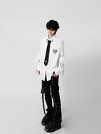 YUBABY Visual Studded Removable Tie Cross Wing Heavy Embellished Women's Overshirts