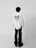 YUBABY Visual Studded Removable Tie Cross Wing Heavy Embellished Women's Overshirts