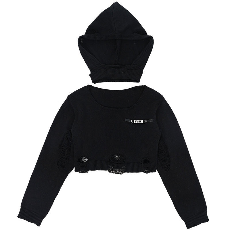 YUBABY_Wasteland_Punk_Ripped_Cropped_Detachable_Hat_Set_Women's_Cotton_Blend_Sweaters_731865195519_MISSTT