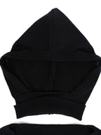 YUBABY Wasteland Punk Ripped Cropped Detachable Hat Set Women's Cotton Blend Sweaters