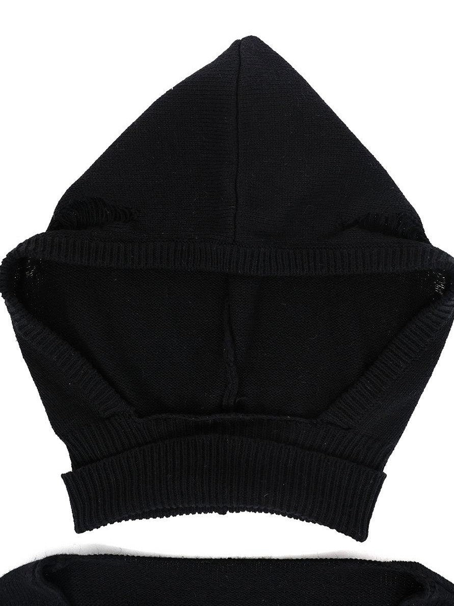 YUBABY Wasteland Punk Ripped Cropped Detachable Hat Set Women's Cotton Blend Sweaters
