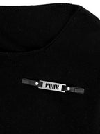 YUBABY Wasteland Punk Ripped Cropped Detachable Hat Set Women's Cotton Blend Sweaters