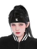 YUBABY Wide Letter Embroidered Racing Baseball Women's Elastic Knit Fabric Headdresses