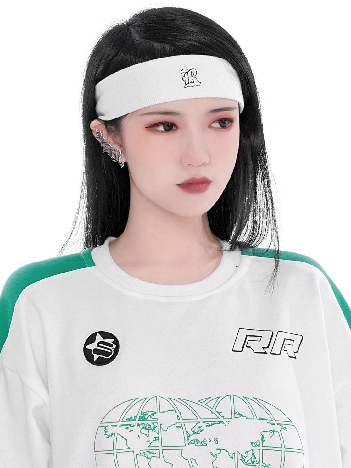 YUBABY Wide Letter Embroidered Racing Baseball Women's Elastic Knit Fabric Headdresses