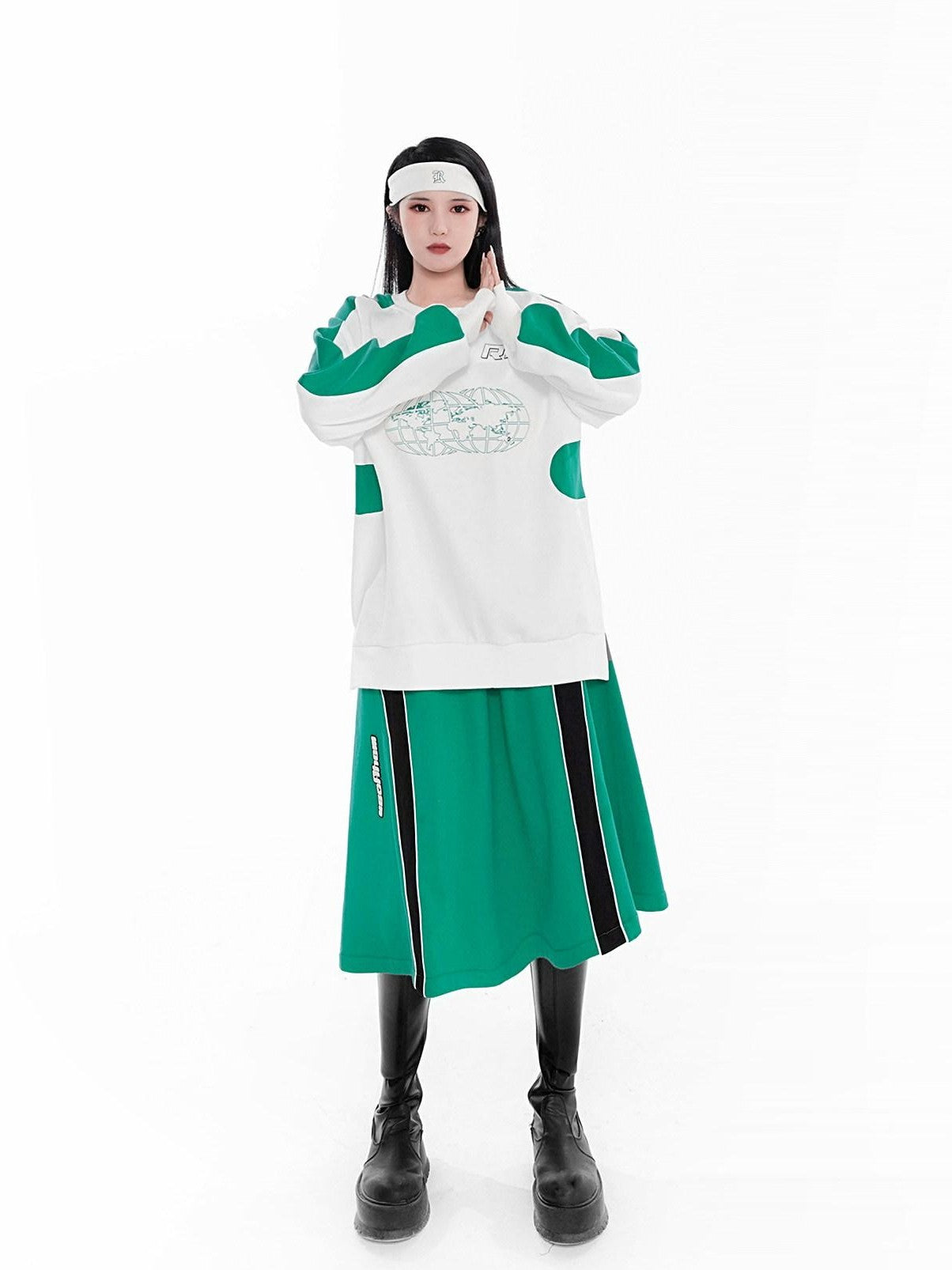 YUBABY Wide Letter Embroidered Racing Baseball Women's Elastic Knit Fabric Headdresses