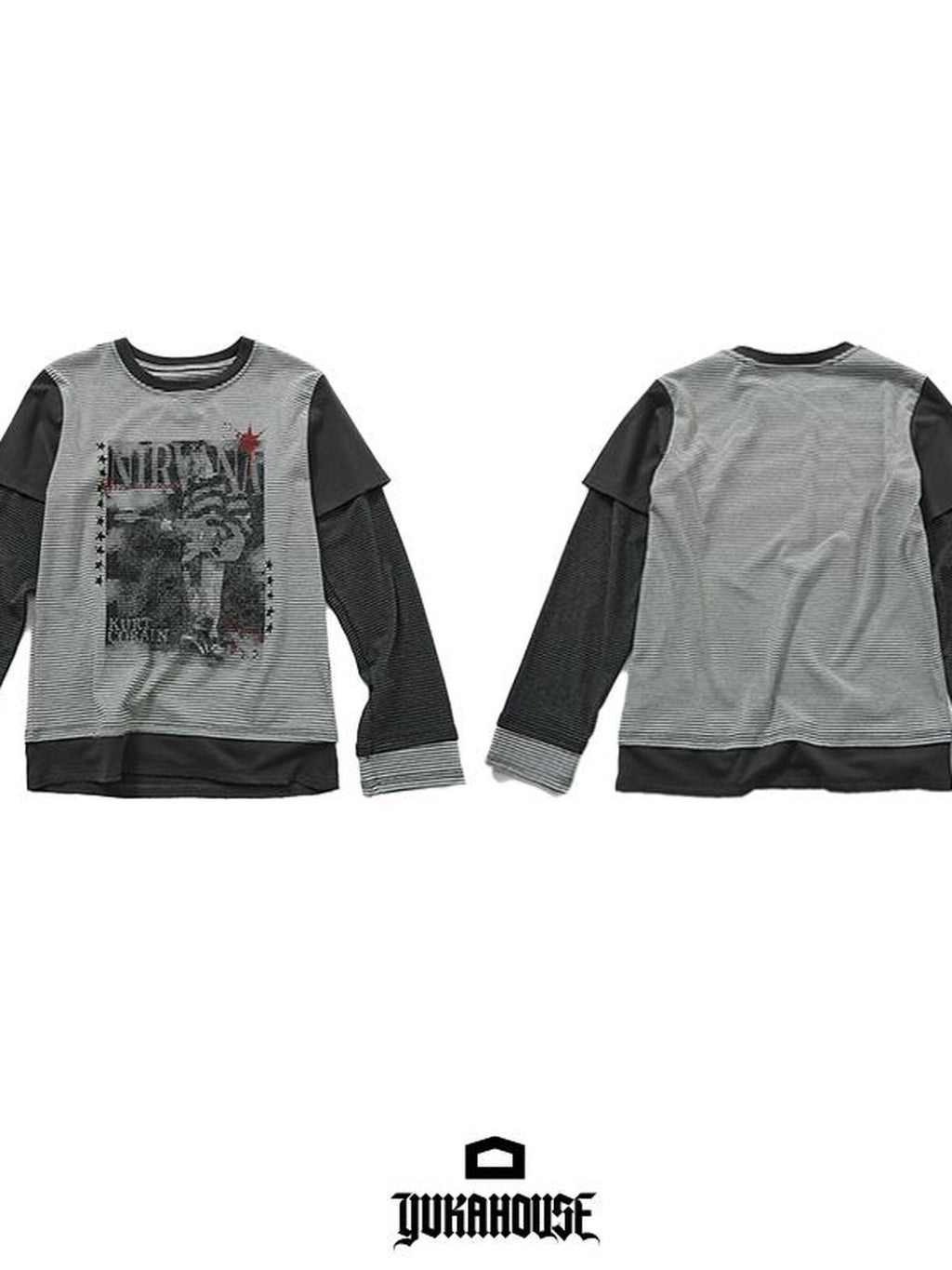 YUKAHOUSE American Striped Print Splice Women's Cotton Long Sleeve T-shirts