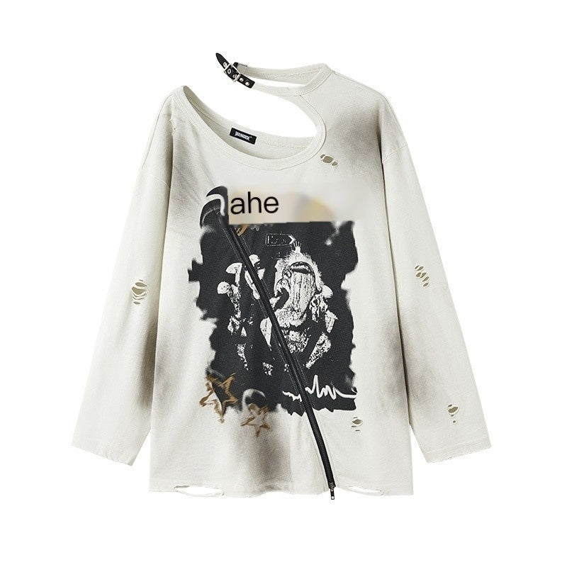 YUKAHOUSE_Distressed_Cutout_Diagonal_Zip_Cotton_Women's_Long_Sleeve_T-shirts_765242587095_MISSTT