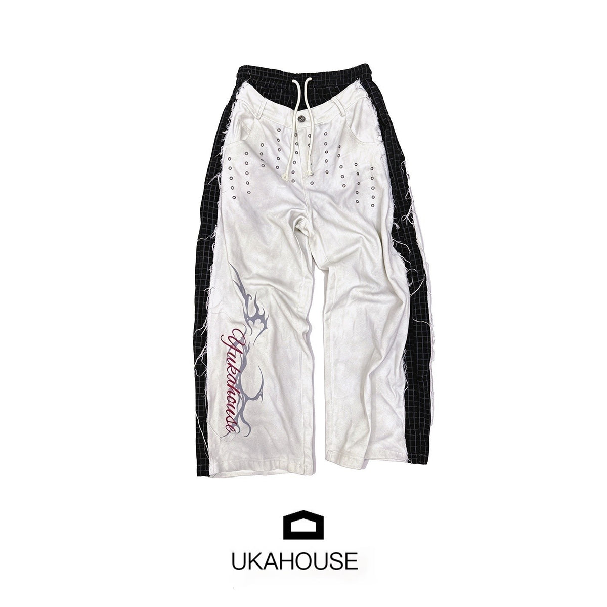 YUKAHOUSE_Distressed_Raw_Hem_Letter_Print_Faux_Two_Piece_Women's_Cotton_Straight_Pants_1076067743836_MISSTT