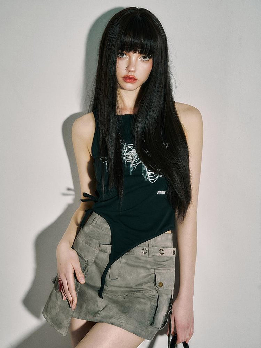 YUKAHOUSE Distressed Studded Denim A Line Women's Cotton Mini Skirts