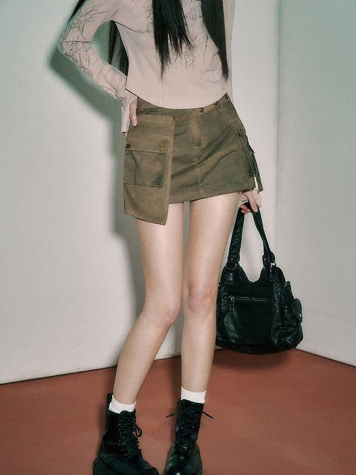 YUKAHOUSE Distressed Studded Denim A Line Women's Cotton Mini Skirts