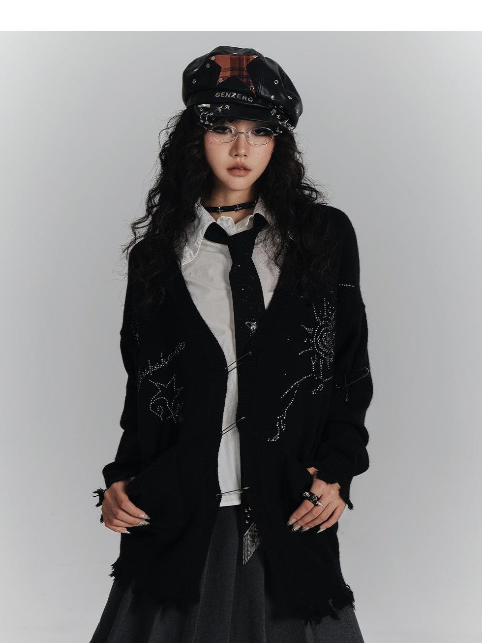 YUKAHOUSE Distressed V-neck Asymmetric Acrylic Women's Cardigans